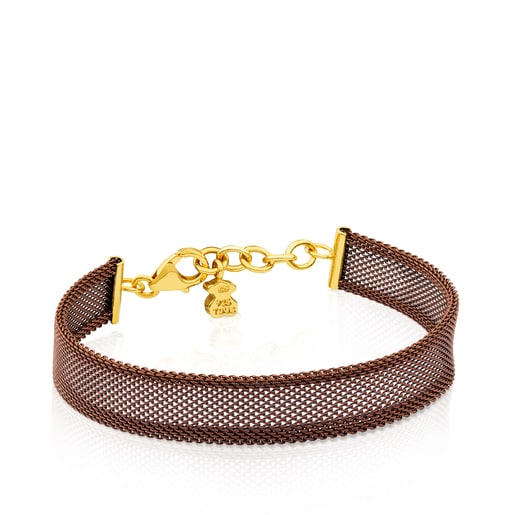 Steel and Vermeil Silver Icon Mesh Bracelet