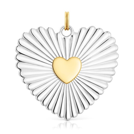 Pendente a cuore in argento e argento vermeil grande Iris Motif