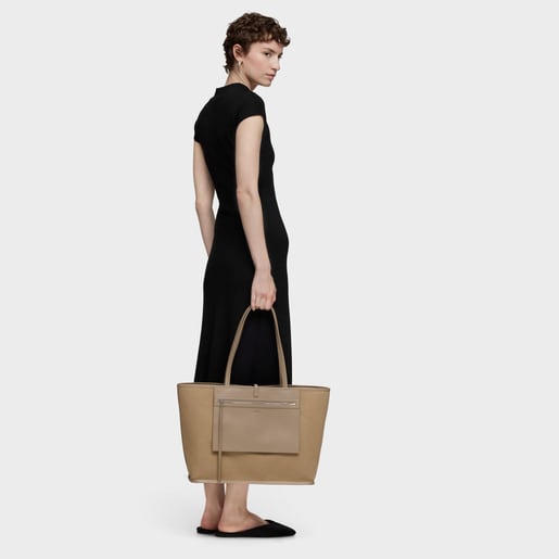 حقيبة أحمال خفيفة كبيرة الحجم بوجهين مزدوجة الاستخدام باللون البيج من تشكيلة TOUS Bear