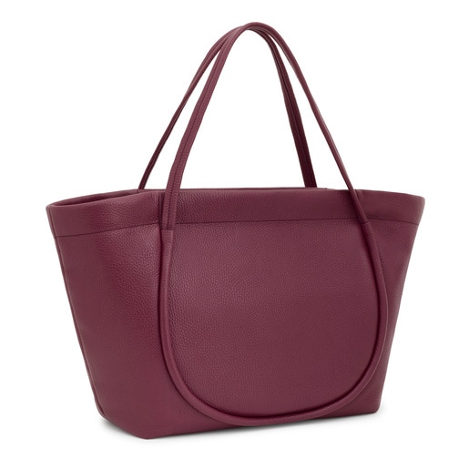 Large burgundy leather Tote bag TOUS Miranda