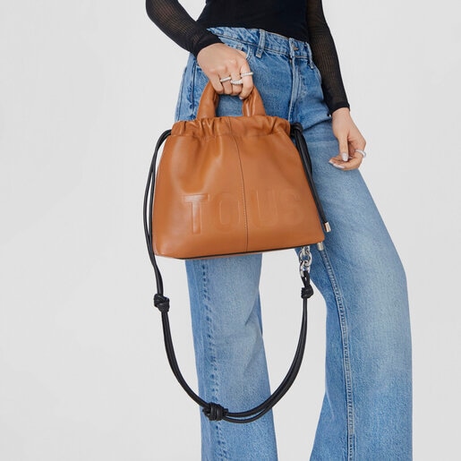 תיק כתף TOUS Cloud בינוני מעור בצבע טבעי