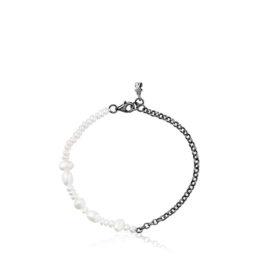 Dark silver Virtual Garden Bracelet with cultured pearls