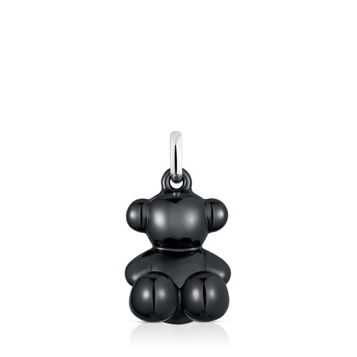 Pingente urso em prata e cerâmica preta Bold Bear