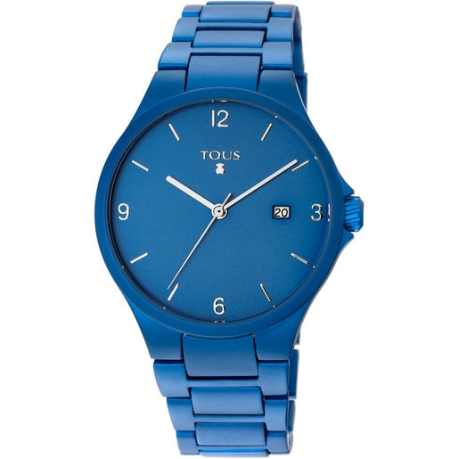 Uhr Motion Aluminium aus blau eloxiertem Aluminium