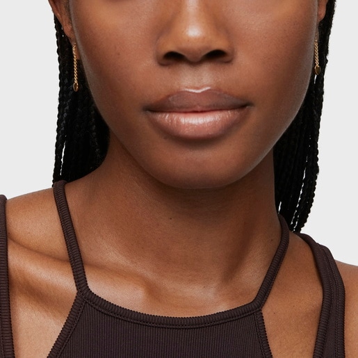 עגילי לב ארוכים מכסף עם ציפוי זהב 18 קרט מסדרת Bold Motif