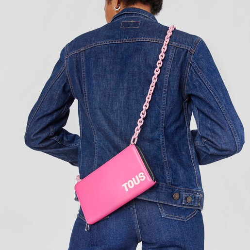 Fuchsia-colored Hanging wallet with cellphone case TOUS Carol