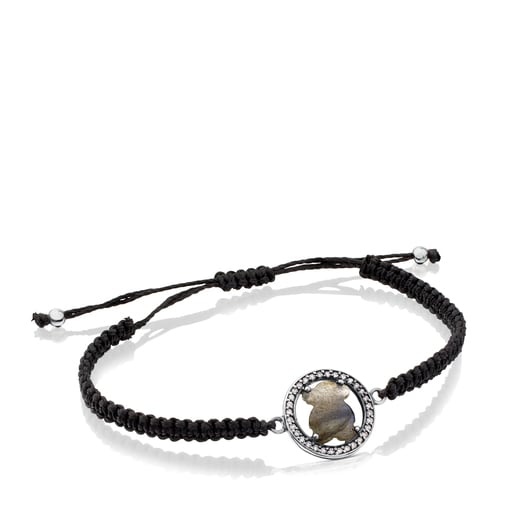 Pulsera de plata pavonada con labradorita y diamante Camille