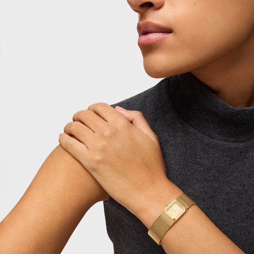 Analog Watch with gold-colored steel Milanese mesh bracelet Mini Mesh