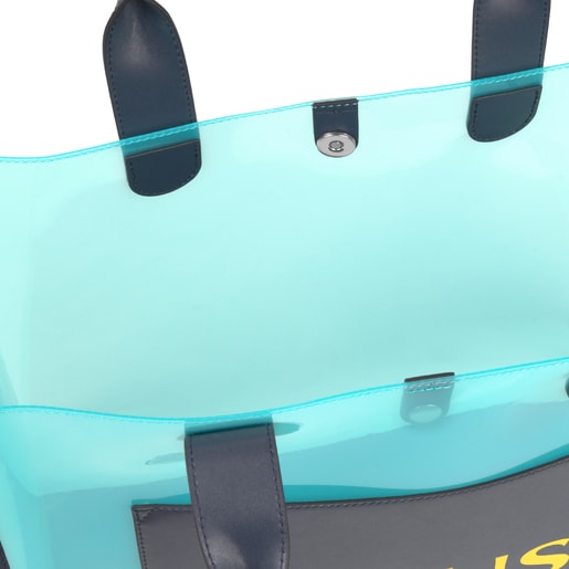 Shopping grande Amaya Vinyl transparente azul