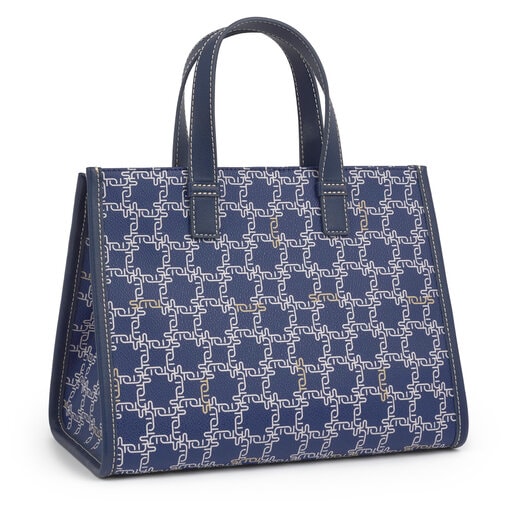 Stredne veľká modrá nákupná taška Amaya s logogramom