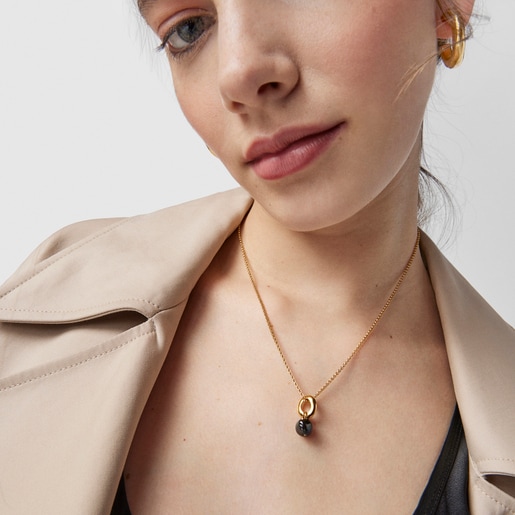 Pendentif Hav en argent vermeil et perle grise