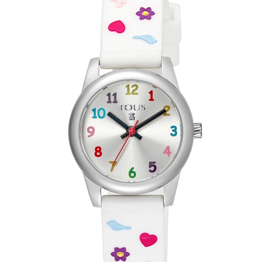 Steel Cookies Watch with white Silicone strap