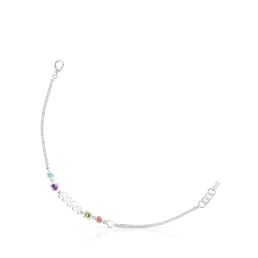 Silver TOUS Mama Bracelet with Gemstones