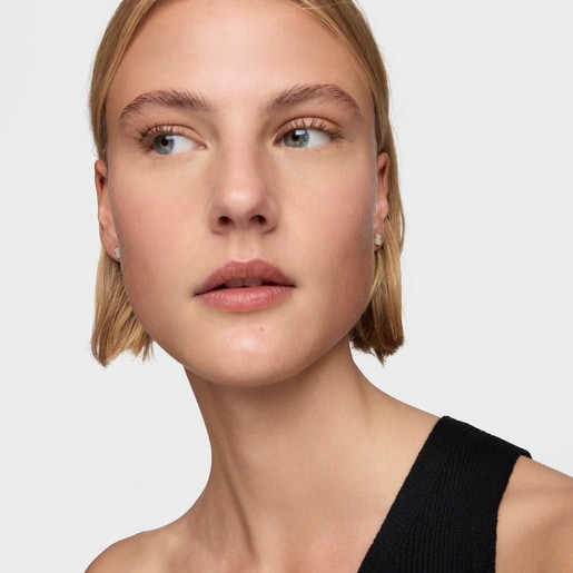 Pendientes oso de oro 14 kt y nácar XXS