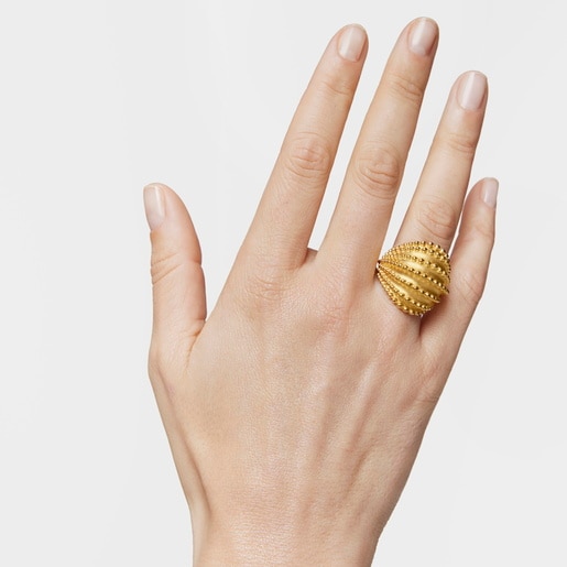 Large Ring with 18kt gold plating over silver TOUS Grain
