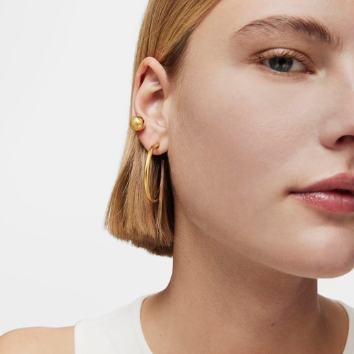 Long 38 mm Hoop earrings with 18kt gold plating over silver Basics