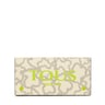 Medium beige and lime green Kaos Legacy Flat wallet