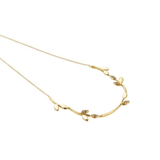 Collar Real Mix Leaf con baño de oro 18 kt sobre plata con Gemas