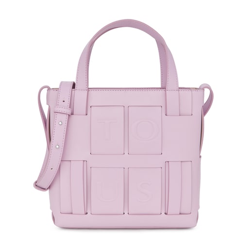 Sac à bandoulière TOUS Damas moyen mauve et beige