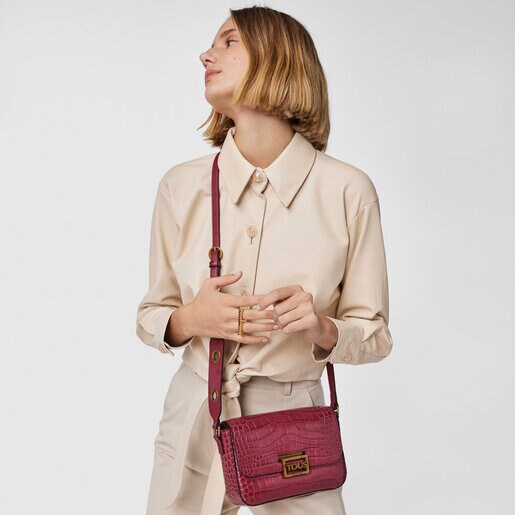 バーガンディのレザー製クロスボディバッグ Tous Legacy Wild