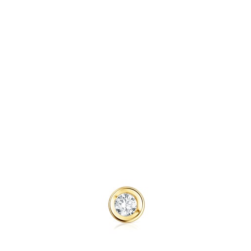  Dwustronny kolczyk do ucha z żółtego złota z diamentem