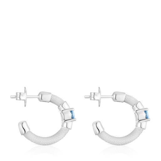 أقراط طوقية من الفضة والإسبنيل مُصنعة في المختبر من تشكيلة TOUS Mesh LGG