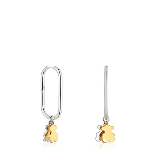 Boucles d’oreilles anneaux motif ourson bicolores Sweet Dolls