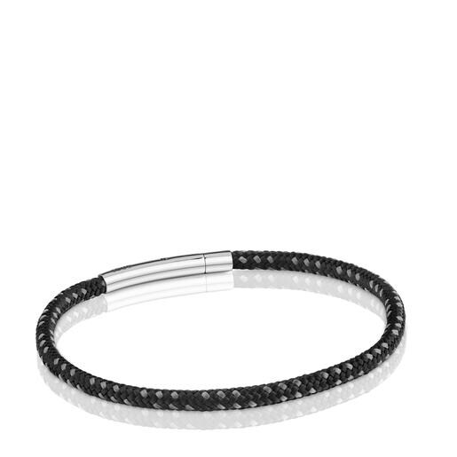 Pulsera con cordón negro y acero TOUS Basics