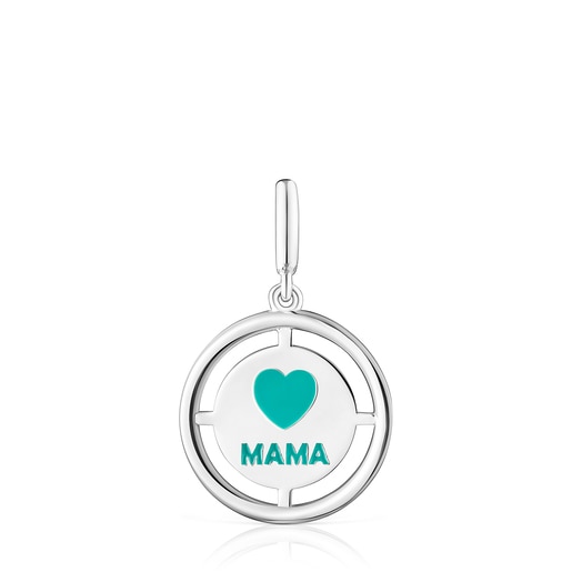 Pendentif Mama TOUS Crossword Mama en argent et émail bleu