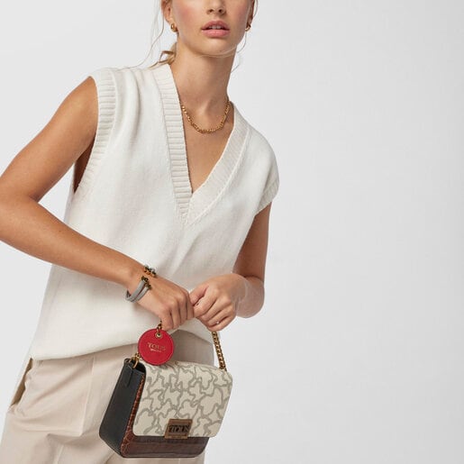 ベージュ＆ブラウンのスモールクロスボディバッグ Kaos Legacy