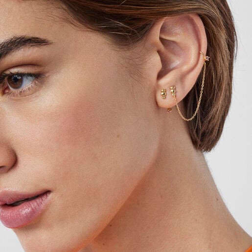 Gold TOUS Teddy Bear Earrings with gemstones