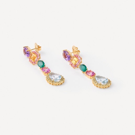Pendientes largos de oro con gemas TOUS ATELIER