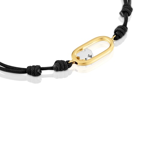 Pulsera de nylon negro bicolor Camille