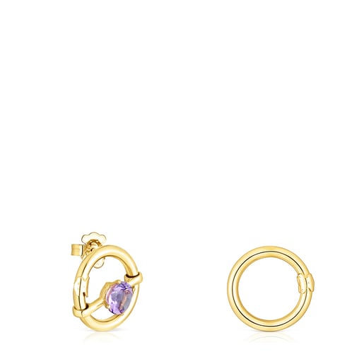 Small silver vermeil Hold Pendant with amethyst
