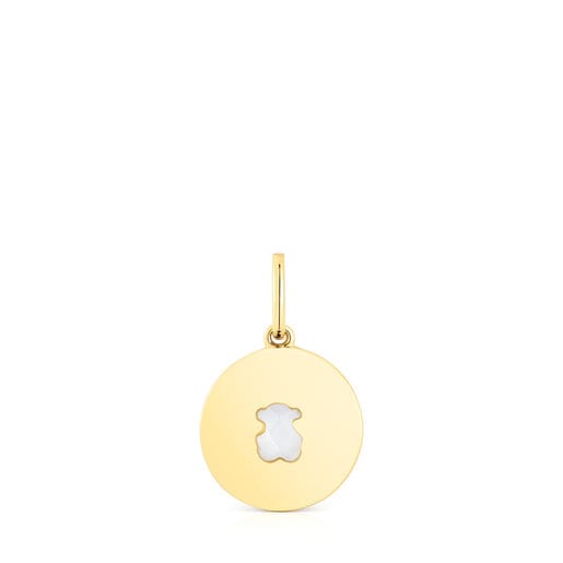 Silver vermeil Medallion pendant with mother-of-pearl bear Aelita | TOUS