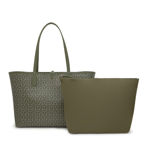 حقيبة أحمال خفيفة كبيرة الحجم بوجهين مزدوجة الاستخدام باللون الكاكي من تشكيلة TOUS Manifesto