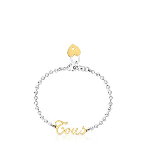 Two-tone steel Chain bracelet with heart charm TOUS Charming