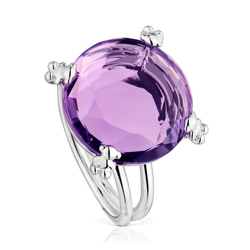 Silver Color Pills Ring with amethyst | TOUS