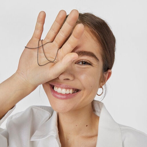 Колье-чокер TOUS Chain из оксидированного серебра, 45 см, с шариками 1,4 мм.