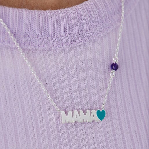 Silver TOUS Crossword Mama Mama necklace with enamel and gemstone | TOUS