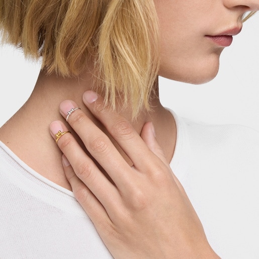 18ktゴールドコーティング・シルバーにリボンモチーフをあしらったネイルリング TOUS Ribbon