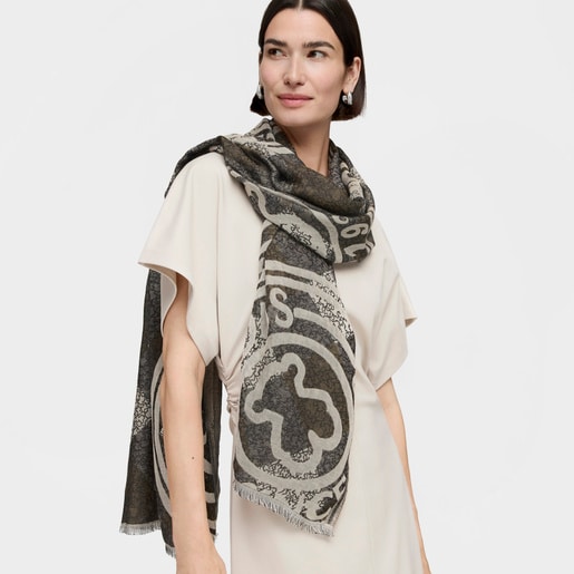 Brown jacquard Kaos Mini Stamp Scarf
