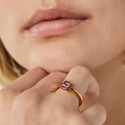 TOUS Vibrant Colors Ring with amethyst and enamel