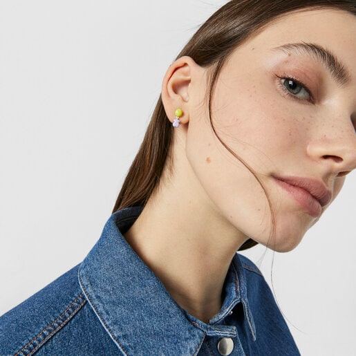 Aretes cortos con motivos de esmalte de colores TOUS Joy Bits