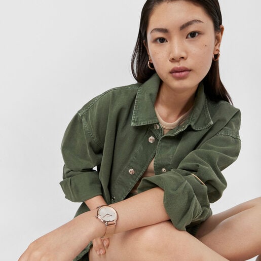 Часы Real Bear из стали c ионным напылением двух оттенков розового