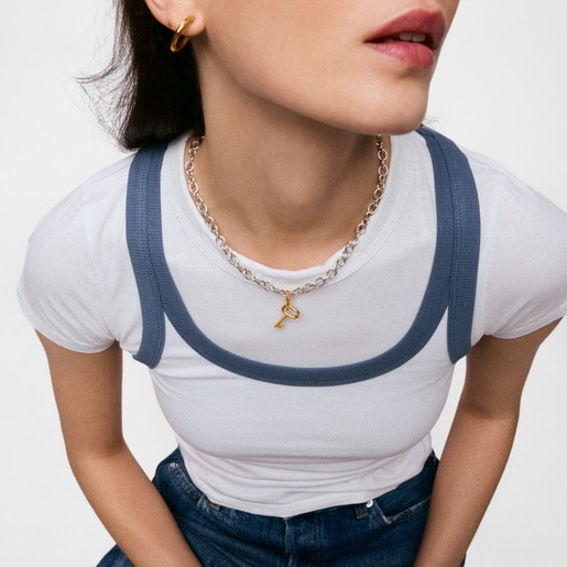 23 mm Pendant with 18kt gold plating over silver and key motif TOUS Unlock