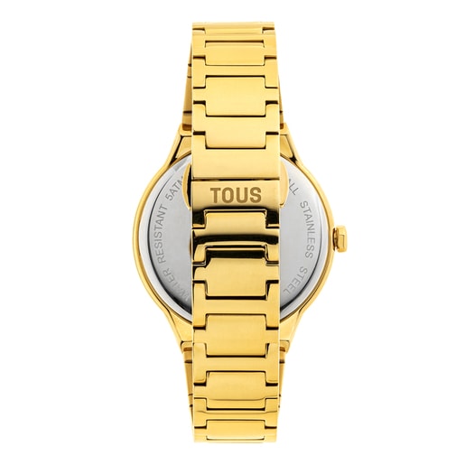 Analogue watch with gold-colored IPG steel wristband Karat Round