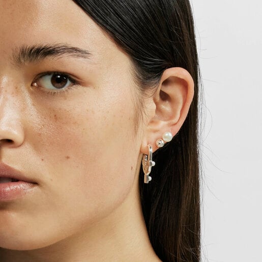 Silver Earrings with cultured pearls TOUS MANIFESTO | TOUS
