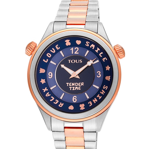 Stainless steel Tender Time Watch with blue dial