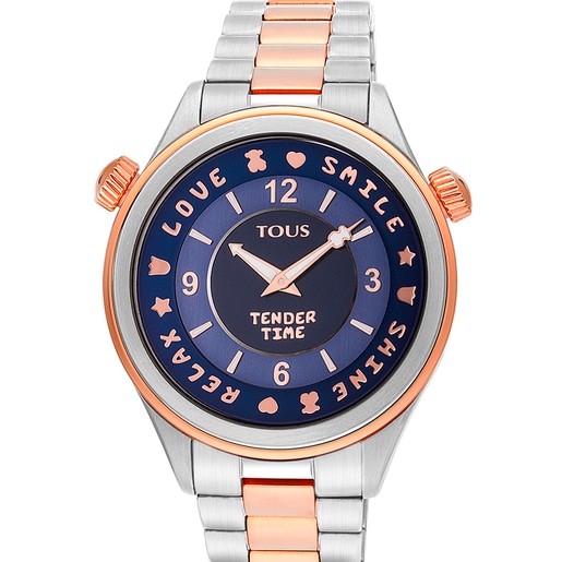 Montre Tender Time en acier inoxydable avec cadran bleu